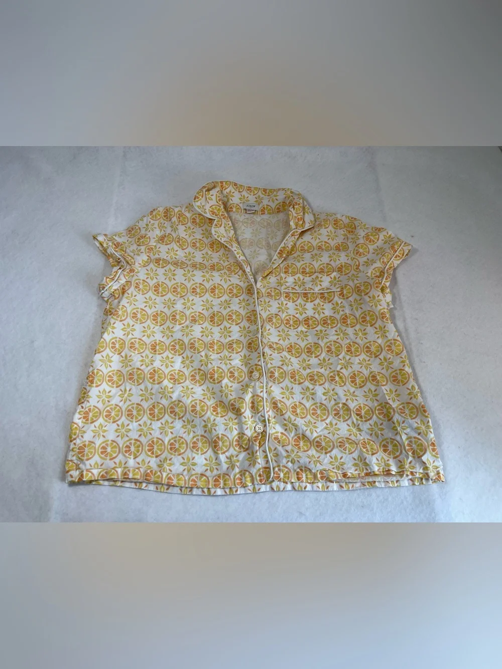 J.Crew Women’s XL Citrus Orange Print Cotton Pajama Top Button Front